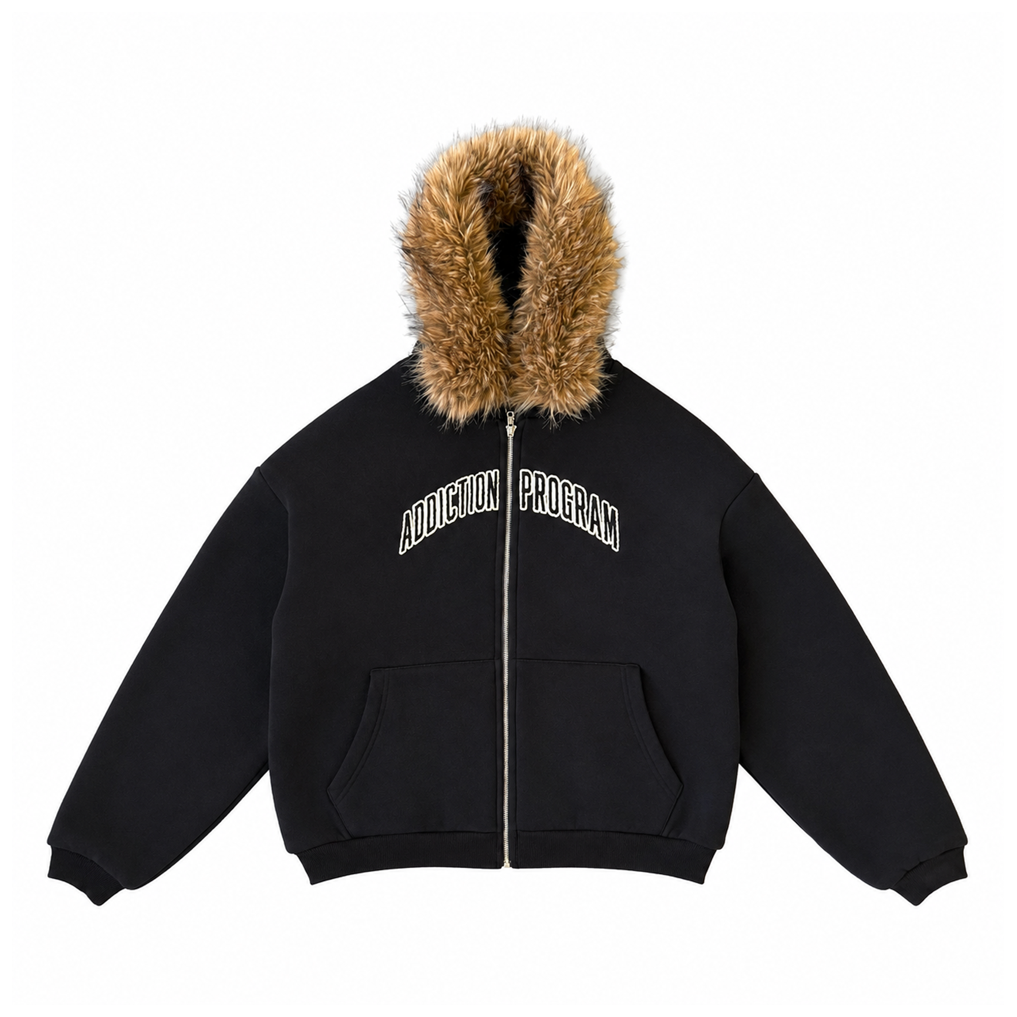 DOUBLE LAYER FURRY ZIP HOODIE