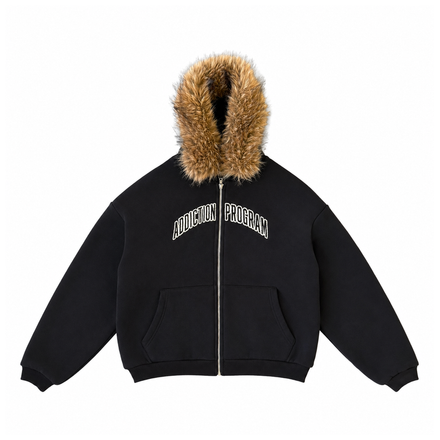 DOUBLE LAYER FURRY ZIP HOODIE