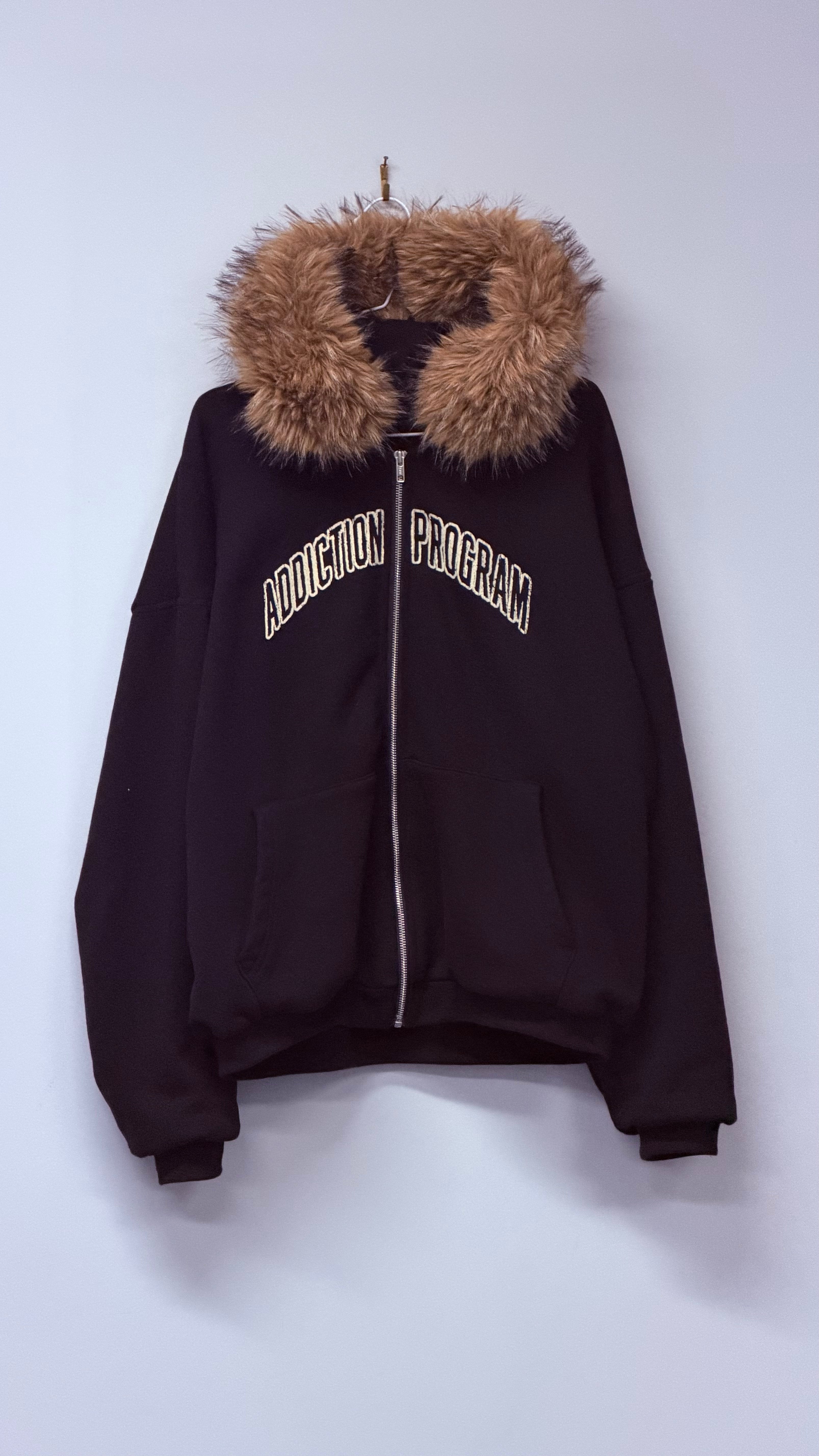DOUBLE LAYER FURRY ZIP HOODIE