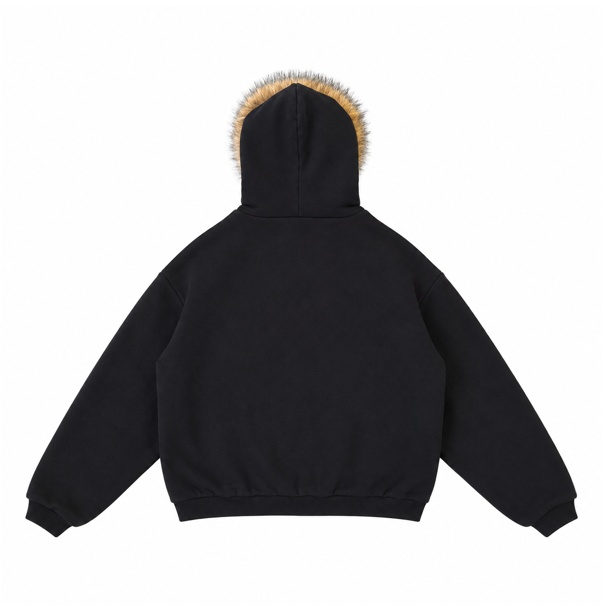 DOUBLE LAYER FURRY ZIP HOODIE
